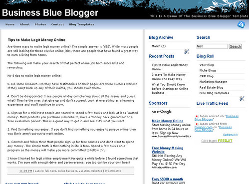 Business Blue blogger template