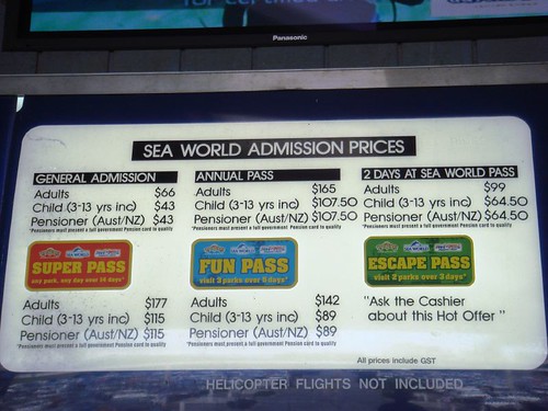 Seaworld Entry Charges