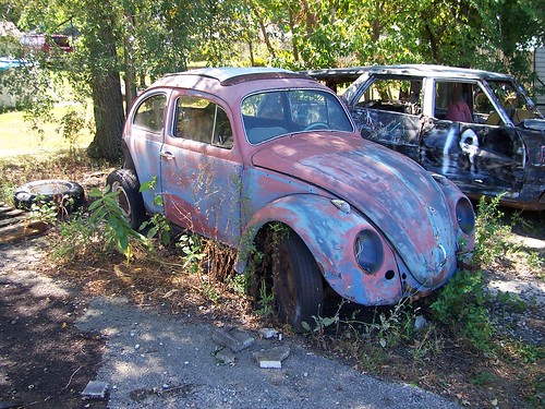 Old Volkswagen Beetle with Peeling Paint