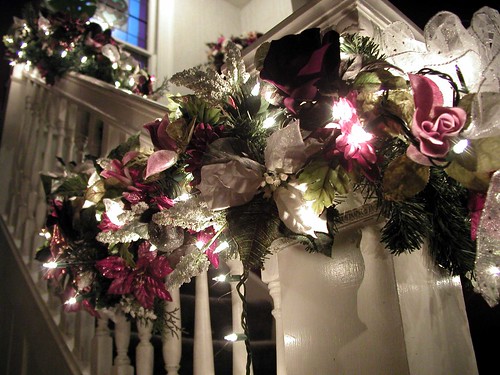 Christmas garland decorating staircase... - a photo on Flickriver