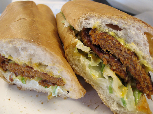 Creole Hot Sausage 
Po-Boy with Cheese, from Gene's Po-Boys, New Orleans