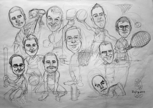 Group caricatures for Microsoft Australia Team pencil sketch