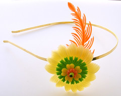 Yellow, Green and Orange Vintage Flowers Headband