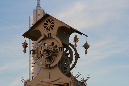 Clock tower by day, First Night Austin