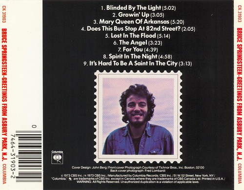 Bruce Springsteen - Greetings From Asbury Park (1973) - back cover
