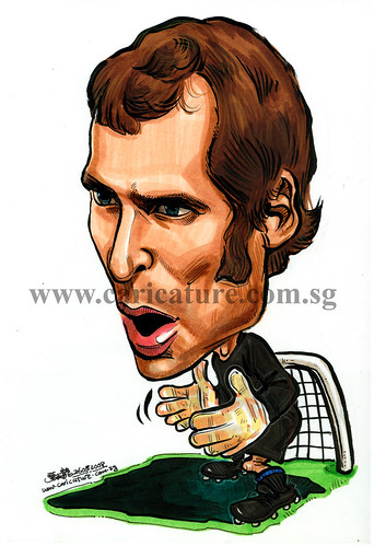 Caricature of Petr Cech colour watermark