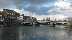 Windsor Bridge over Thames river and Eton riverside