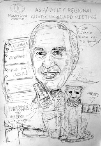 Caricature of Heuer Mastercard pencil sketch 3