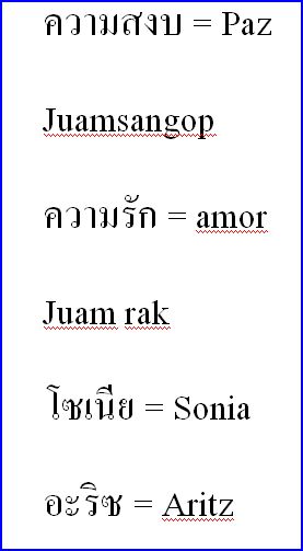 Traducción de palabras de Castellano al Tailandés - Thai - Foro Tailandia