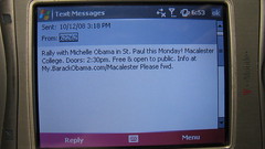 Barack Obama Text Message - 10/12/08 - Rally With Michelle Obama In St. Paul by DavidErickson