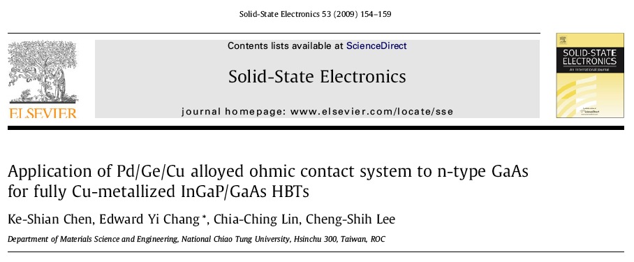 [ Solid-State Electronics] Application of Pd Ge Cu Alloyed Ohmic Contact System to N-type GaAs for Fully Cu-Metallized InGaP GaAs HBTs.jpg