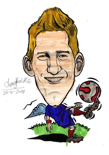 Caricature of Bastian Schweinsteiger colour by Kar Loke