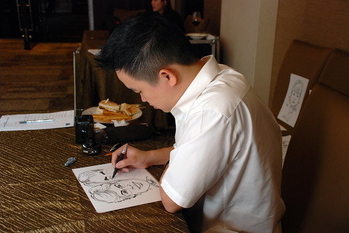 caricature live sketching for wedding dinner 120708  - 48