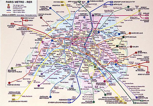 paris metro map 2011. Paris Metro Map Postcard 1999-2000