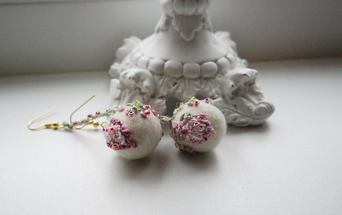 romantic felt bead earrings