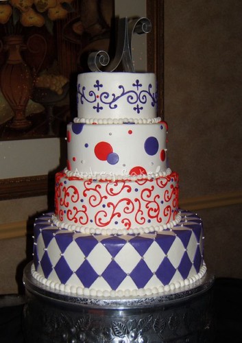black purple and red wedding cake