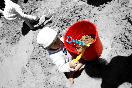 Boy Digging for Pipis