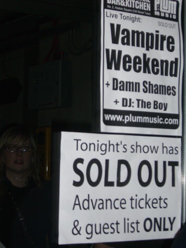 Vampire Weekend Sign: Hoxton Bar and Grill