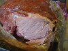 The Christmas ham before mustard coating