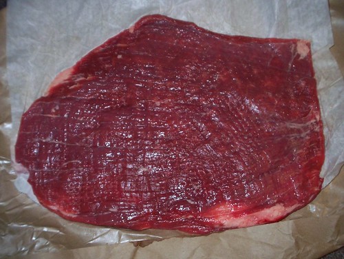 flank steak pounded thin