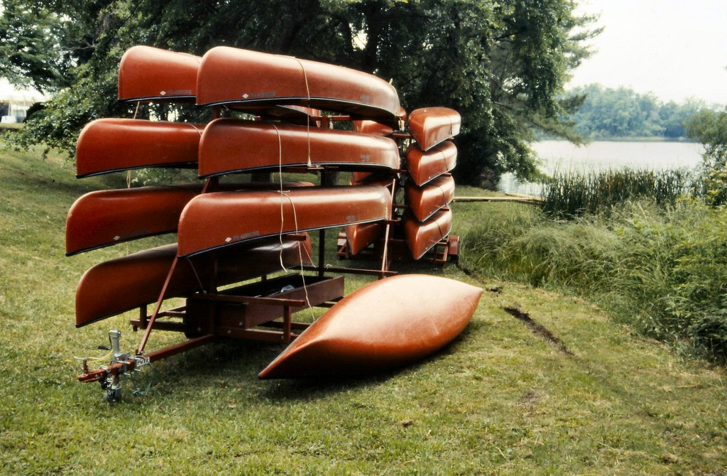 Canoes are ready to go at Belle Isle State Park