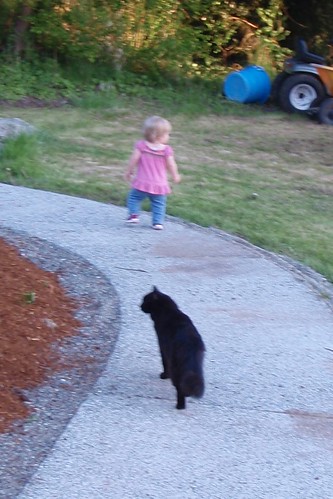being followed by her constant companion