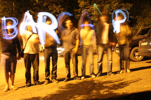Команды Латвии и Украины написали телефонами слово BARCAMP