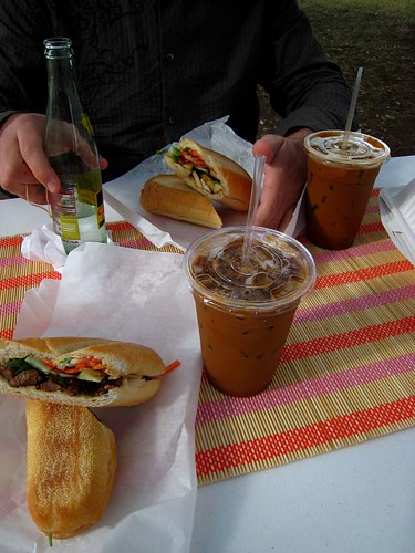 Our whole spread, with condensed milk iced coffees