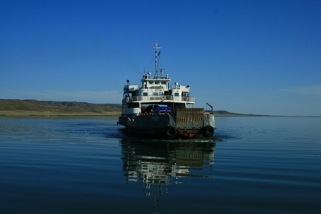 : Enisey ferry on Black Irtish river