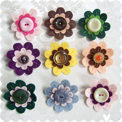Vintage Button Brooches