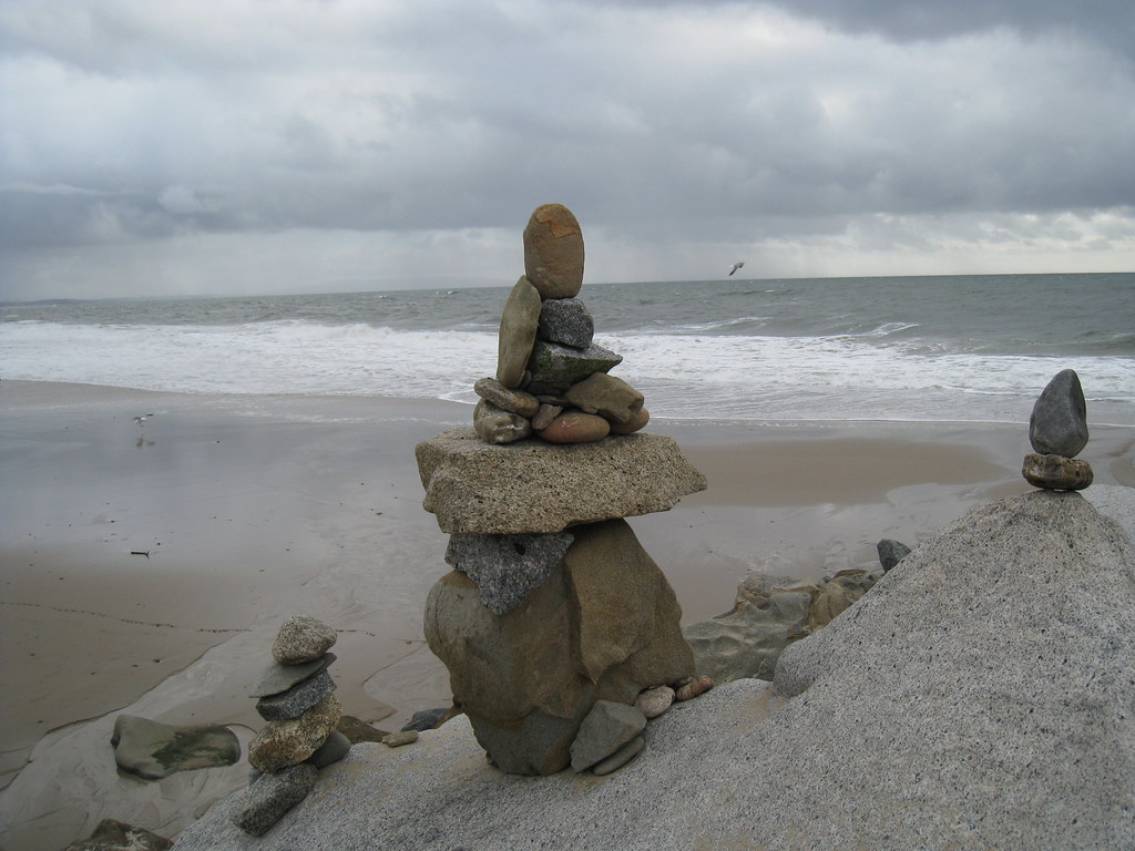 Stacked Rocks on Will Rogers State Beach