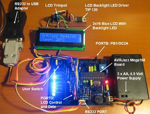 AVR LCD Thermometer Using ADC and PWM Project