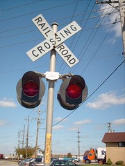 The Wolf Road railroad crossing signal. Bensenville Illinois. September 2007.
