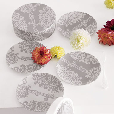 brocade home_trellis pattern leaf plate set