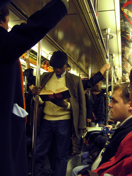 Reading on the Subway (Click to enlarge)