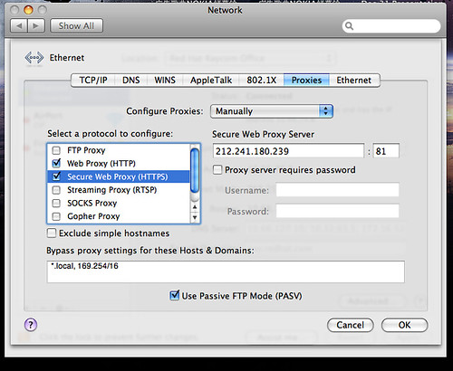 Mac OS X Proxy Settings