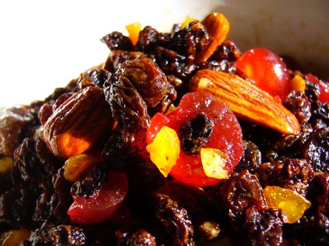 Soaking fruit for the Christmas cake by you.