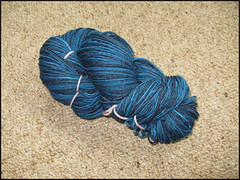Blue hand-dyed yarn