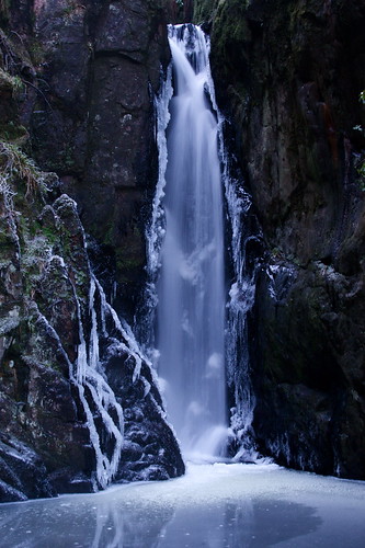 New Year in the Lake District. Frozen Stanley Ghyll waterfall