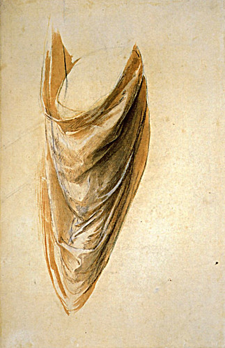 1508  Raphael    The Disputa, Study for a drapery  Brush and brown wash  40,5x26,2 cm  otam