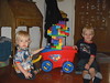 Zachary and Jonah playing with the blocks