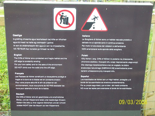 Ireland - Cliffs of Moher - safety warnings