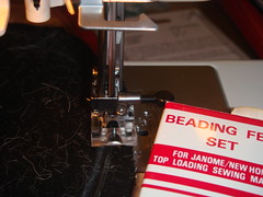 Using beading feet to sew wire