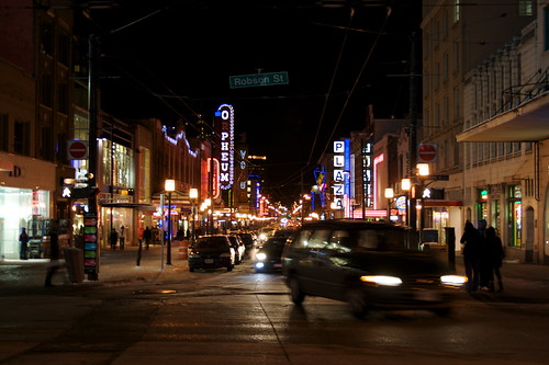 Robson and Granville at Night