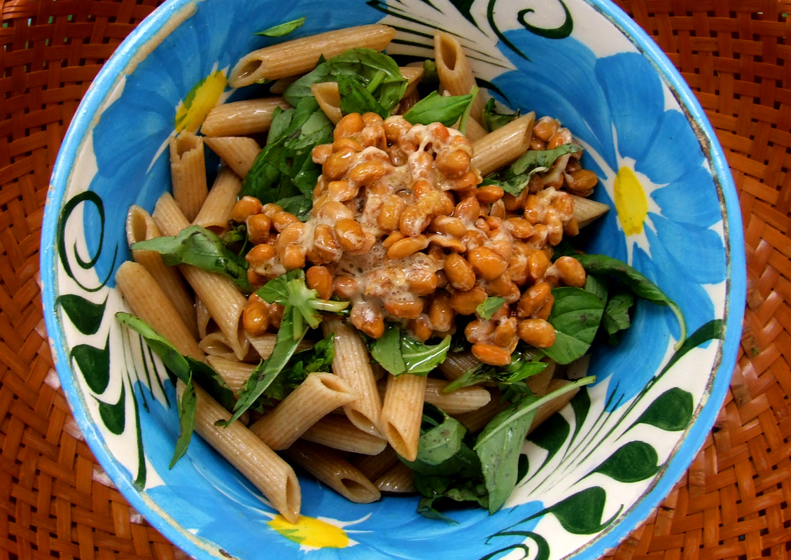 natto with basil &amp; penne