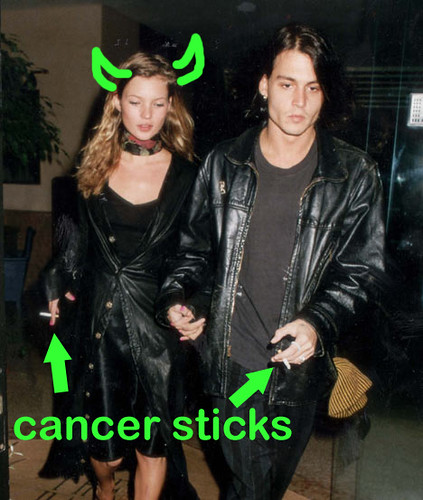 Kate Moss and Johnny Depp Smoking