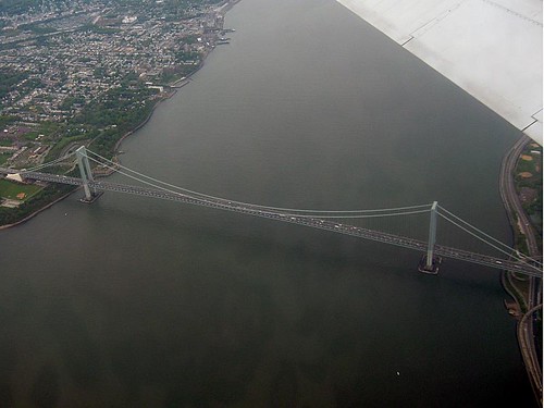 Aerial view of the Verrazano-Narrows Bridge - Bay Ridge, Brooklyn