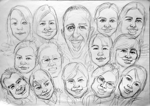 Group caricatures UBS Pencil sketch