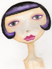 paper doll head (on watercolor paper)