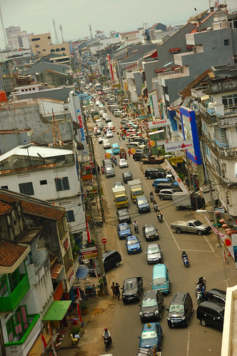 The busy street of Makassar